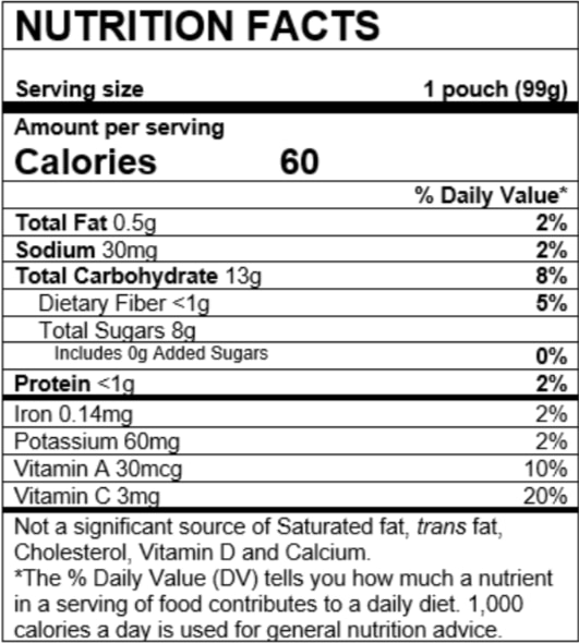 Nutrition Facts Mango Peach Carrot Sweet Potato Oatmeal